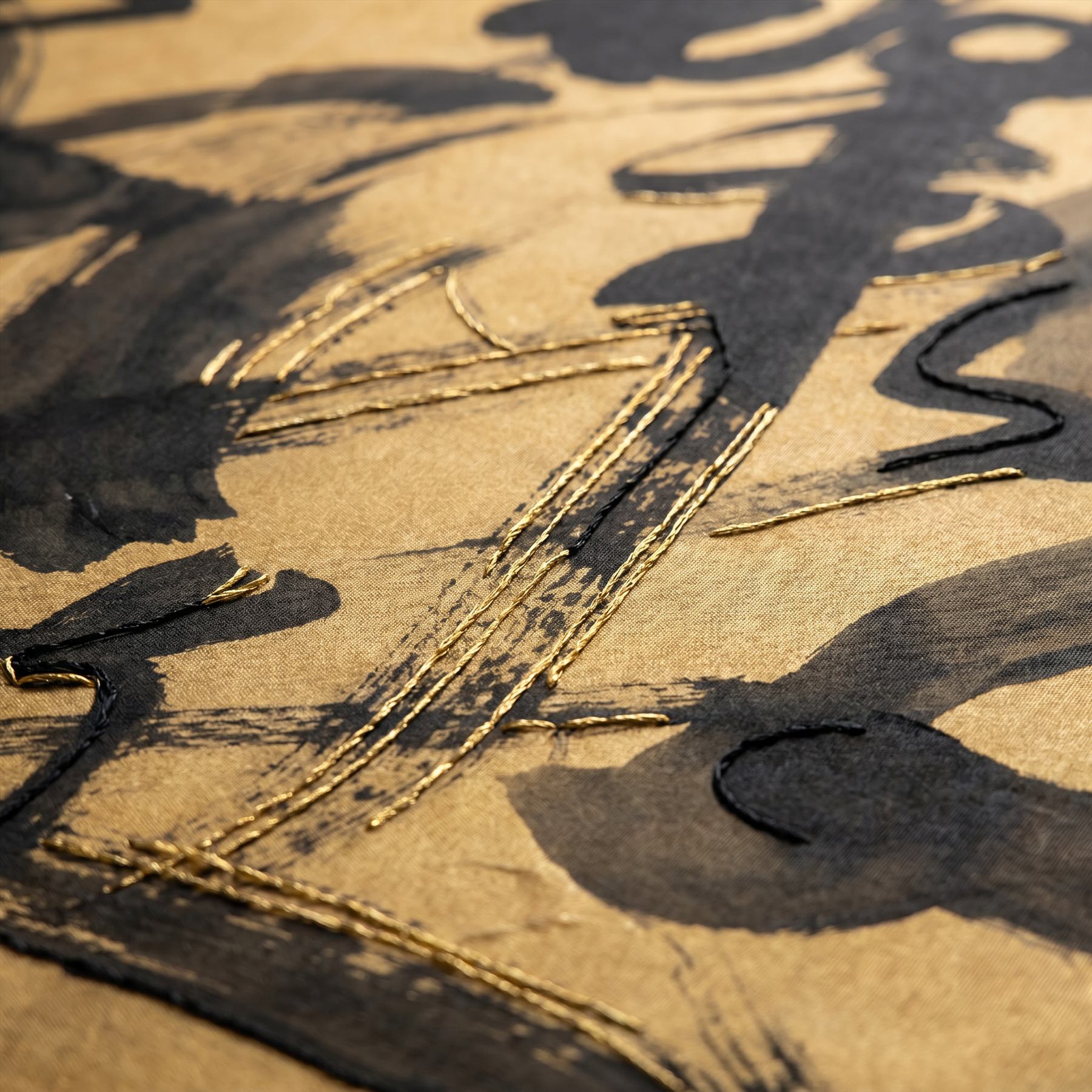 Abstract-Calligraphy Bold-Ink-Strokes Detail Embroidery 02