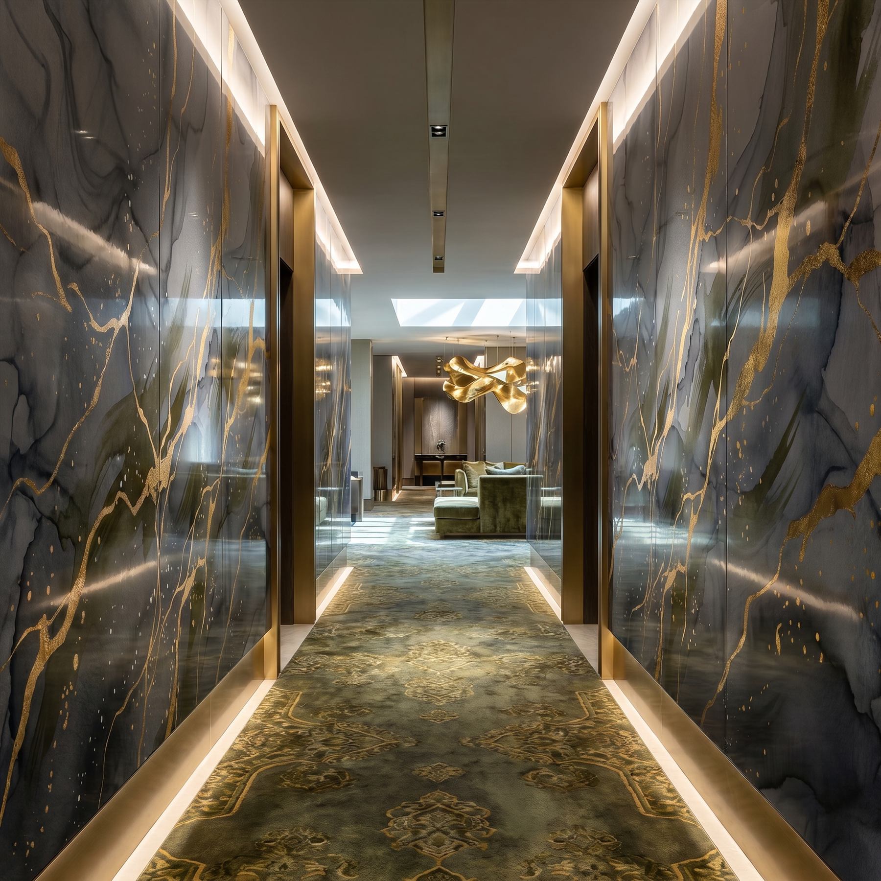 Abstract-Luxury-Marble Gold-Veins-Splash Club-Corridor 05