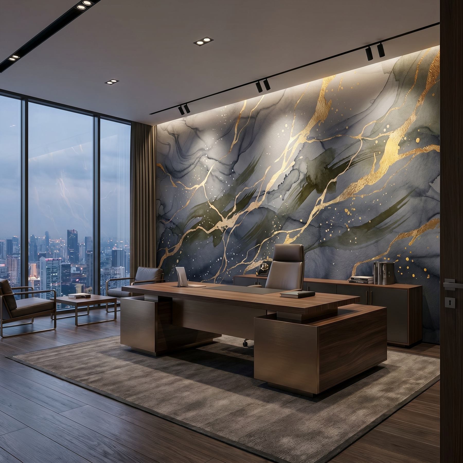 Abstract-Luxury-Marble Gold-Veins-Splash CEO-Office 07