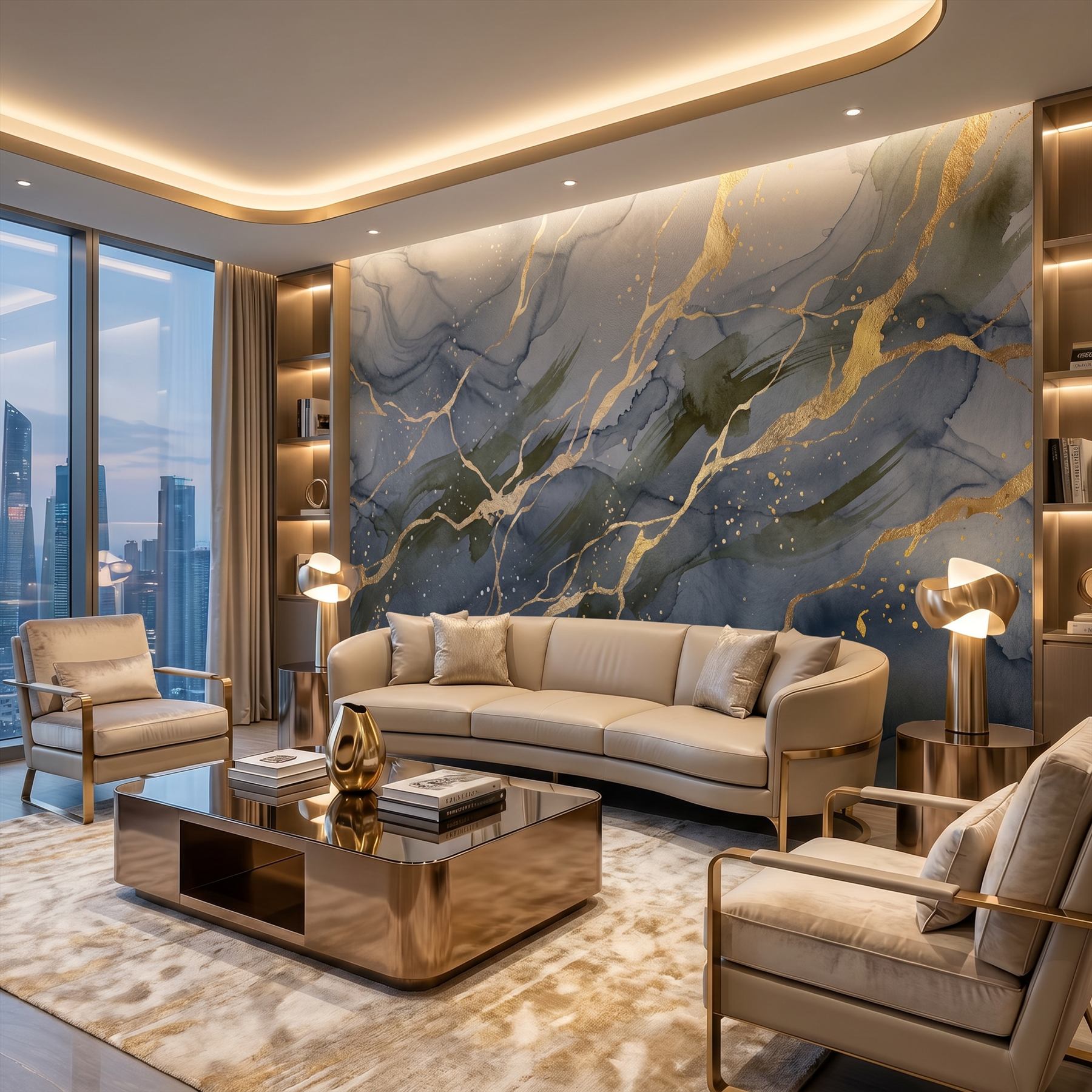 Abstract-Luxury-Marble Gold-Veins-Splash Executive-Lounge 06
