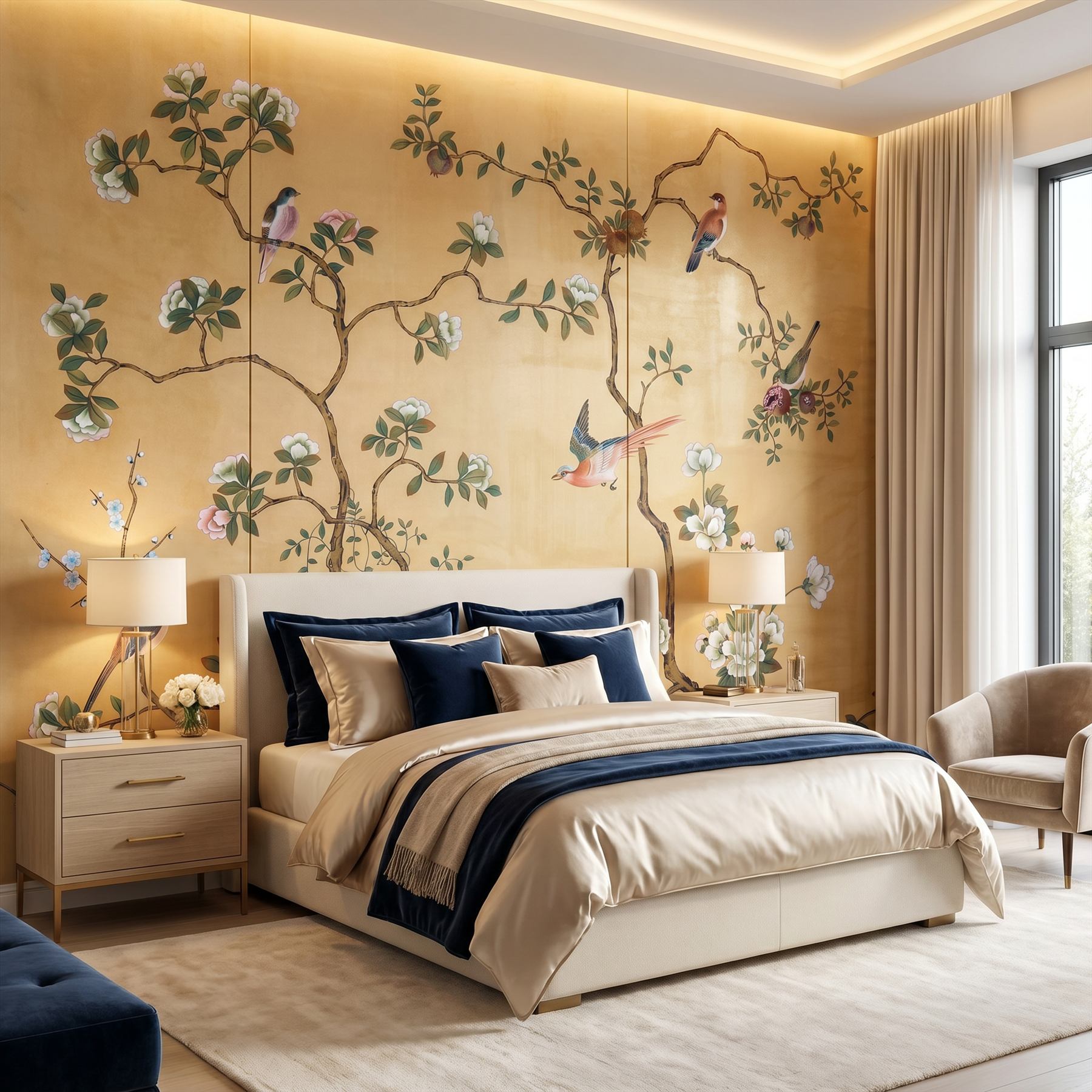 Chinoiserie Floral Avian - 主卧室 - 住宅空间