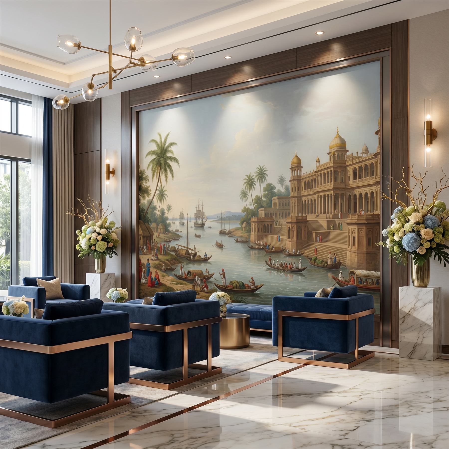 Company-School Indian Heritage Waterfront Palace Panorama - 美国现代奢华酒店大堂