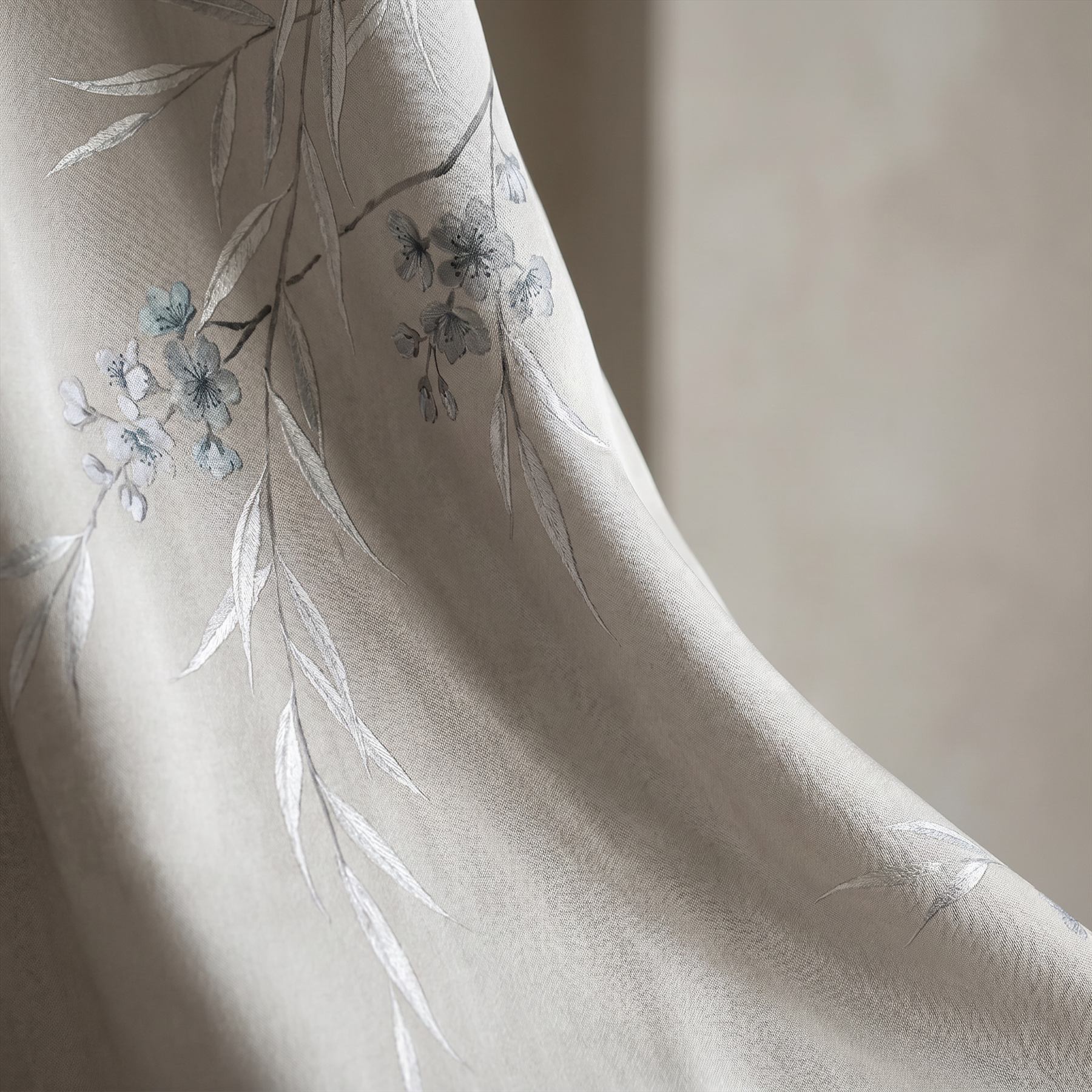 Ethereal Botanical Modern Commercial Space Soft Gray Blue Elegance - Silk Printing Detail - 02