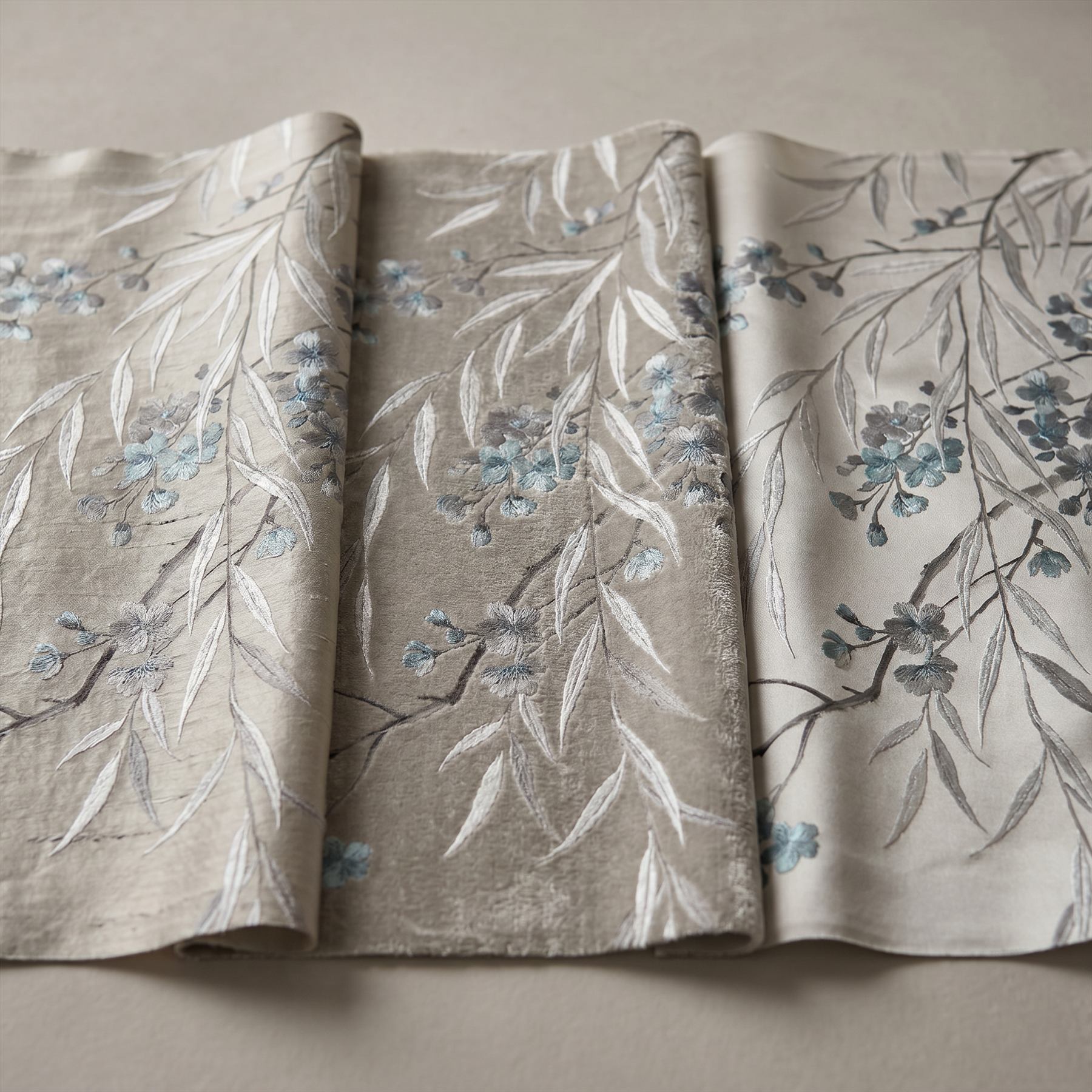 Ethereal Botanical Modern Commercial Space Soft Gray Blue Elegance - Multi-Material Comparison Detail - 02