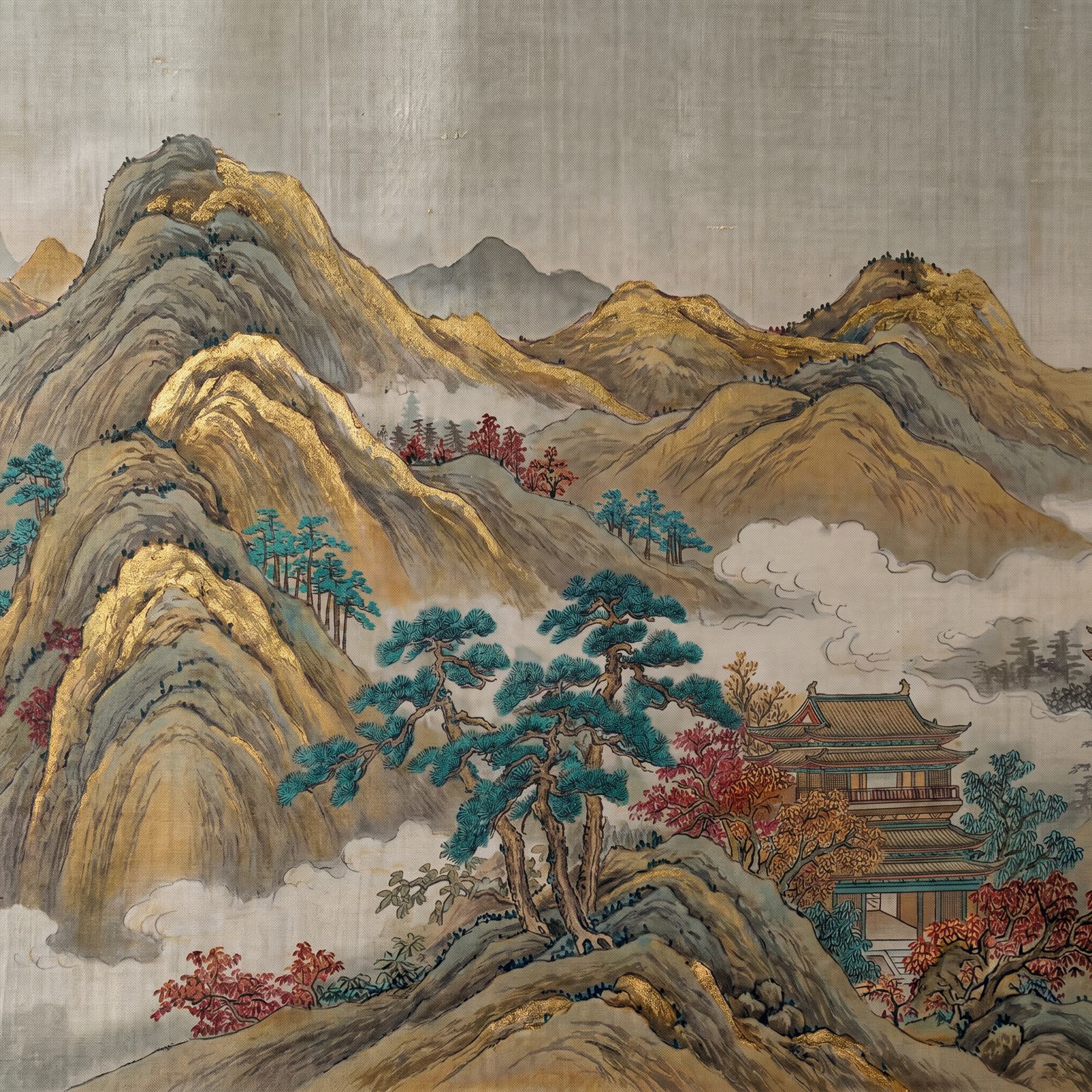Golden-Peaks-Landscape-for-Luxury-Commercial-Space-Teal-Crimson-Accents-07-Gongbi-Shuanggong-Print