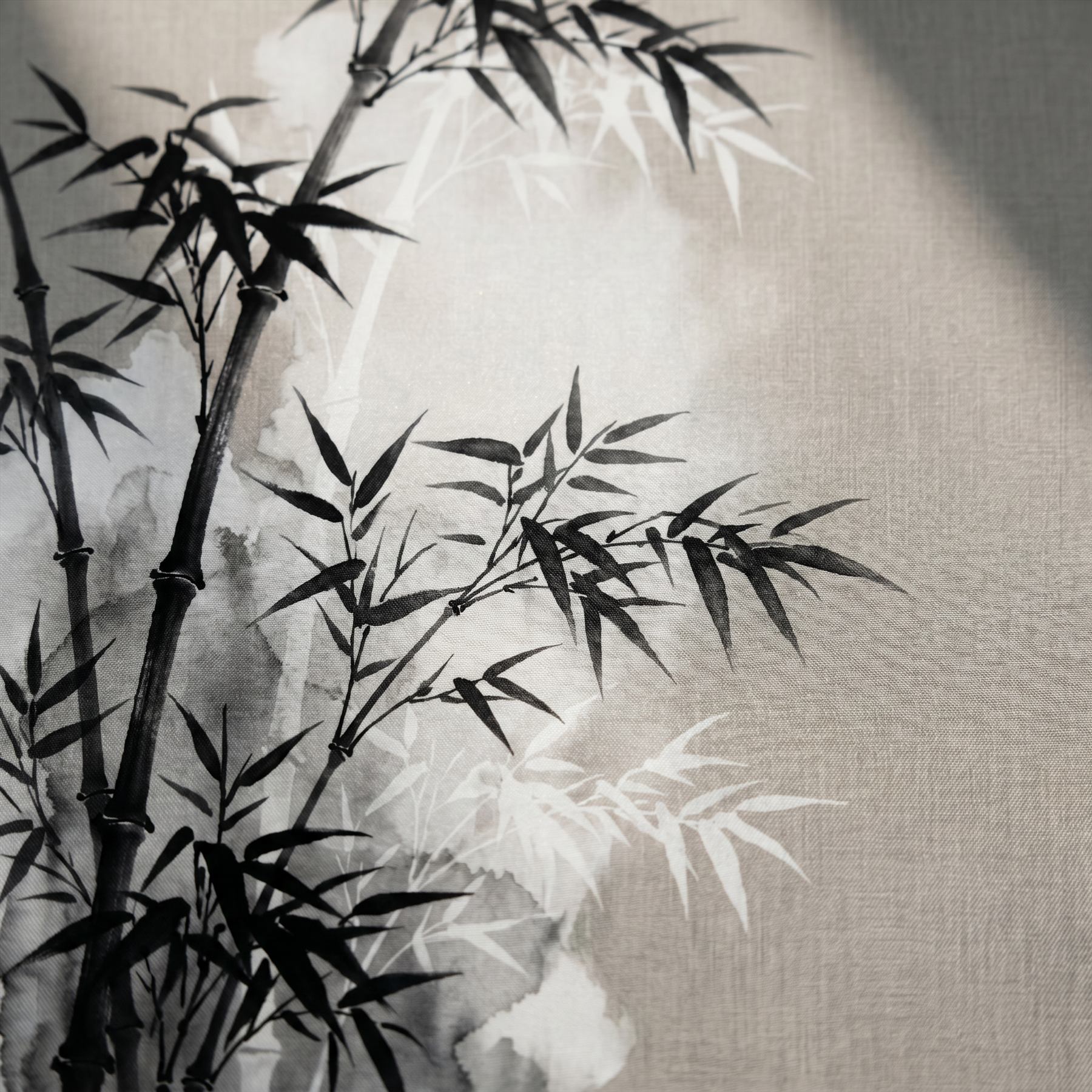 Ink-Wash Bamboo Forest Zen Minimalist Soft Gray - Silk Print Detail 2