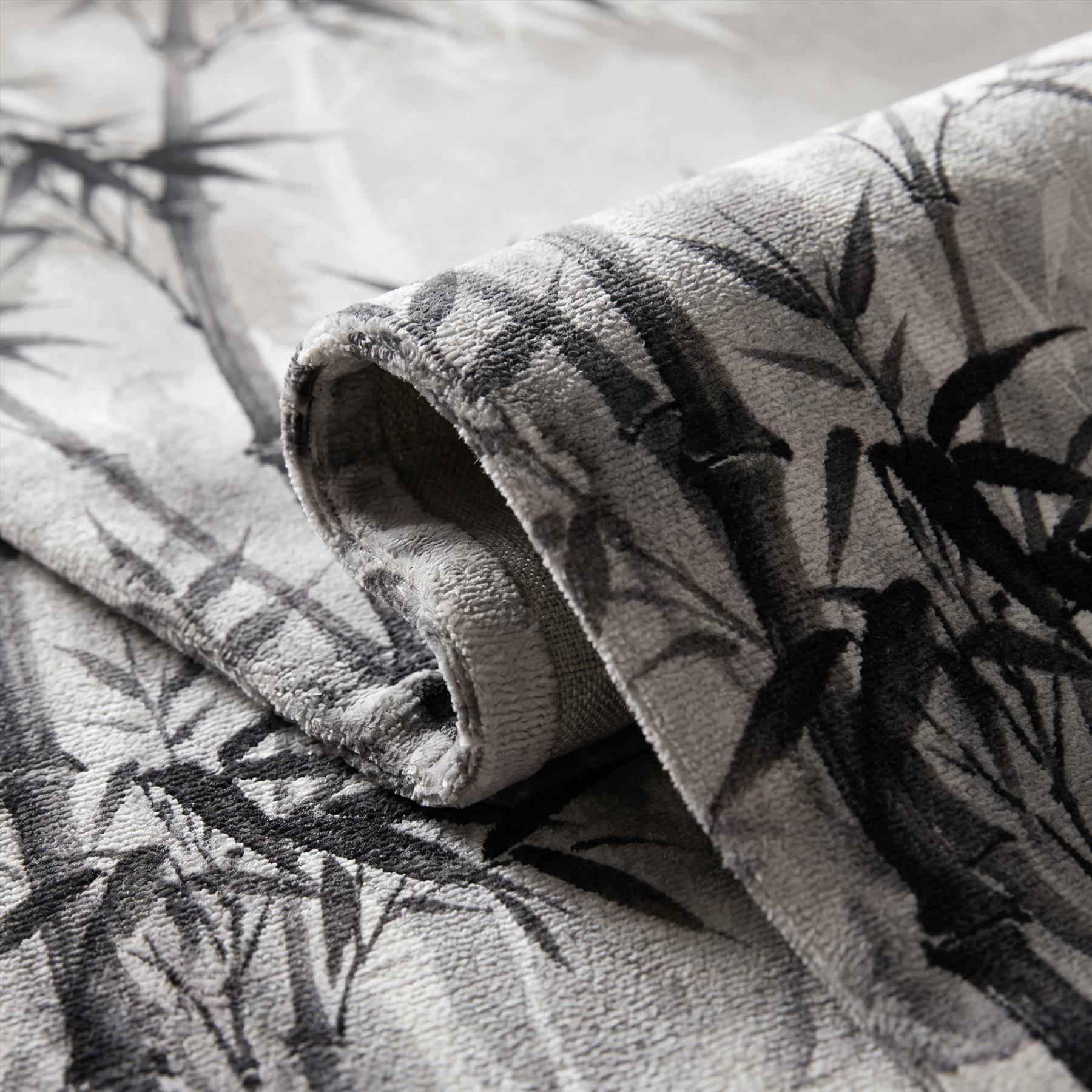 Ink-Wash Bamboo Forest Zen Minimalist Soft Gray - Ultra-Fine Chenille Print 2