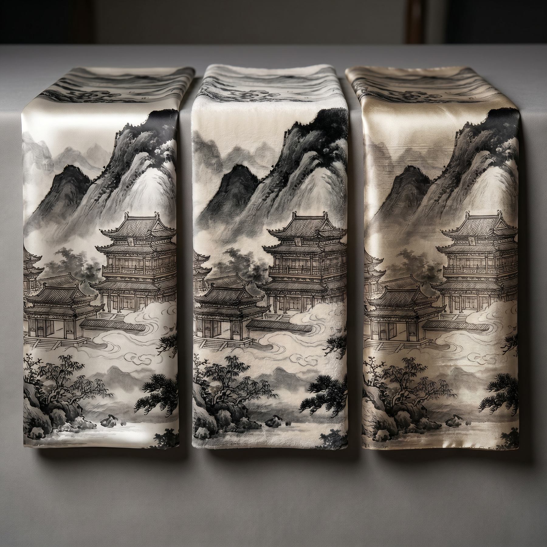 Ink-Wash Celestial-Pavilions for Mountain-Mist Monochrome-Classical Material-Comparison-01