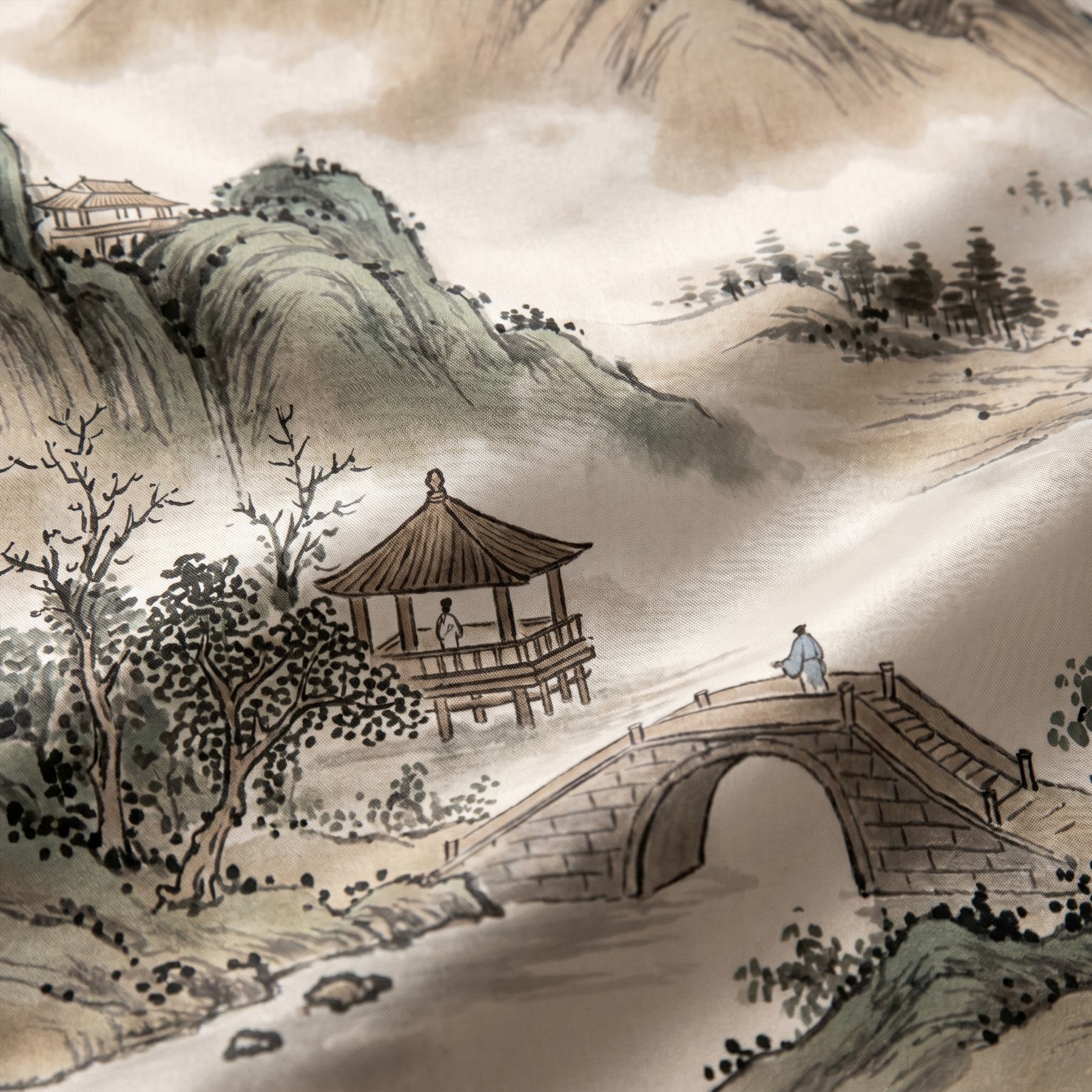 Ink-Wash Landscape Material Detail - Silk Print 2
