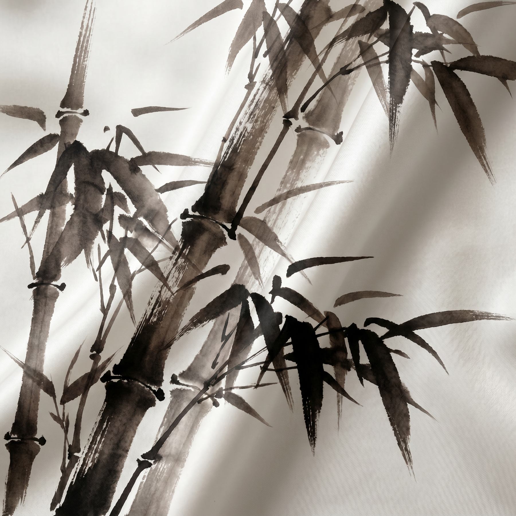 Minimalist Ink Wash Bamboo Neutral Zen - Material Detail 1 - Silk Front View