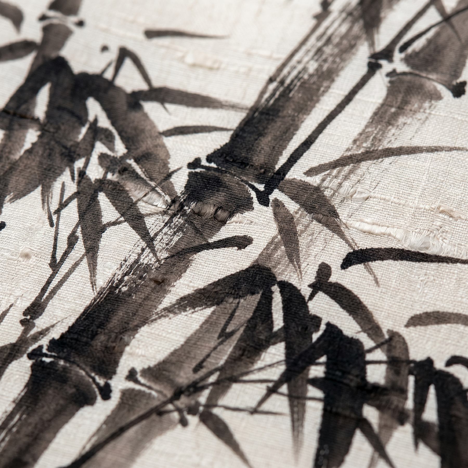 Minimalist Ink Wash Bamboo Neutral Zen - Material Detail 8 - Double Palace Silk Close-up
