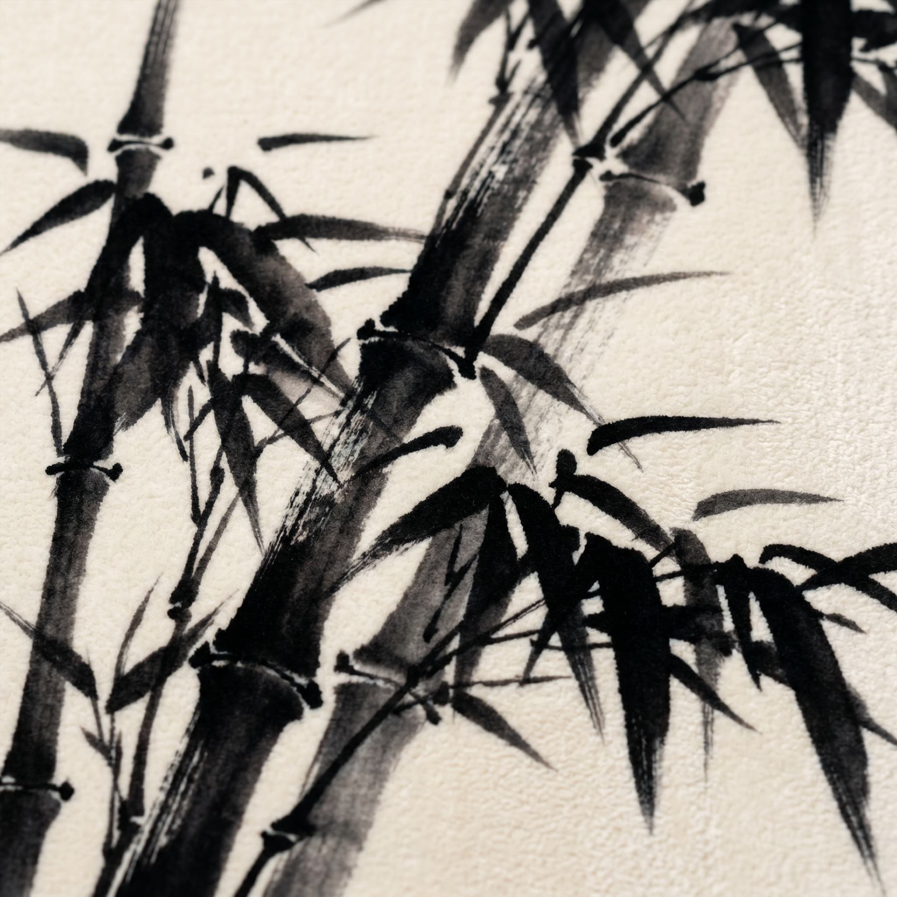 Minimalist Ink Wash Bamboo Neutral Zen - Material Detail 3 - Chenille Close-up