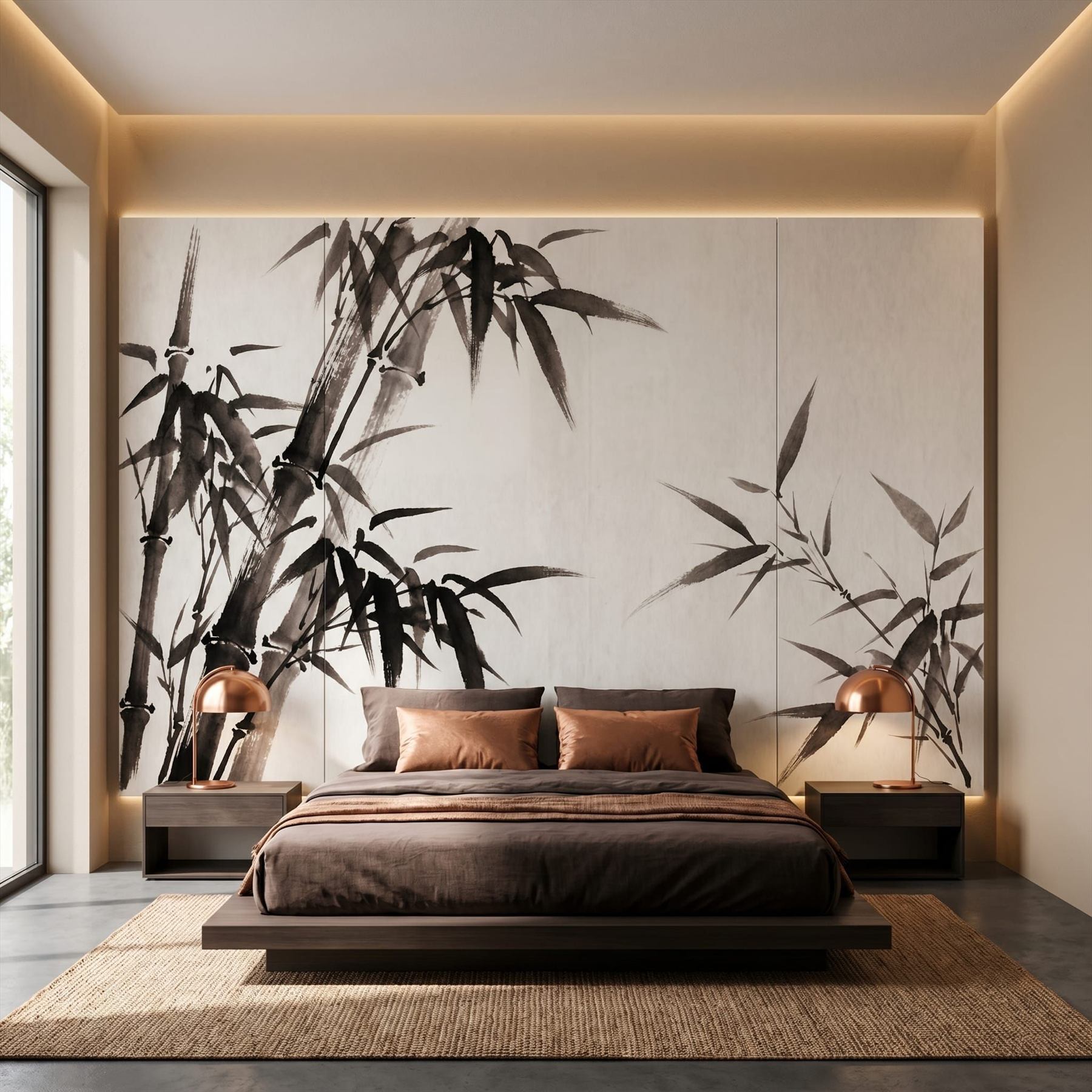 Minimalist Ink Wash Bamboo Neutral Zen - Zen Bedroom