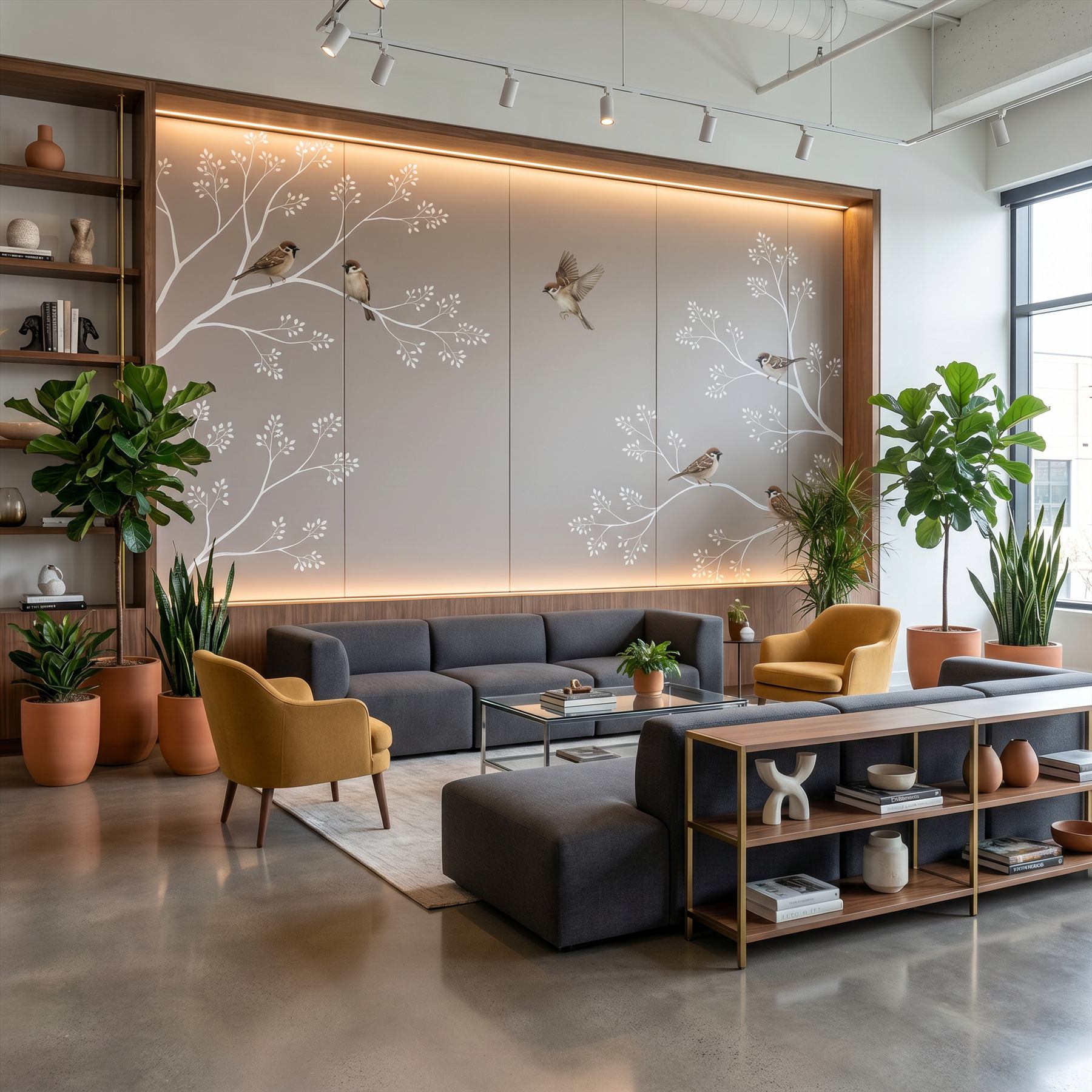 Modern-Botanical-Birds Commercial-Space Executive-Office-Lounge