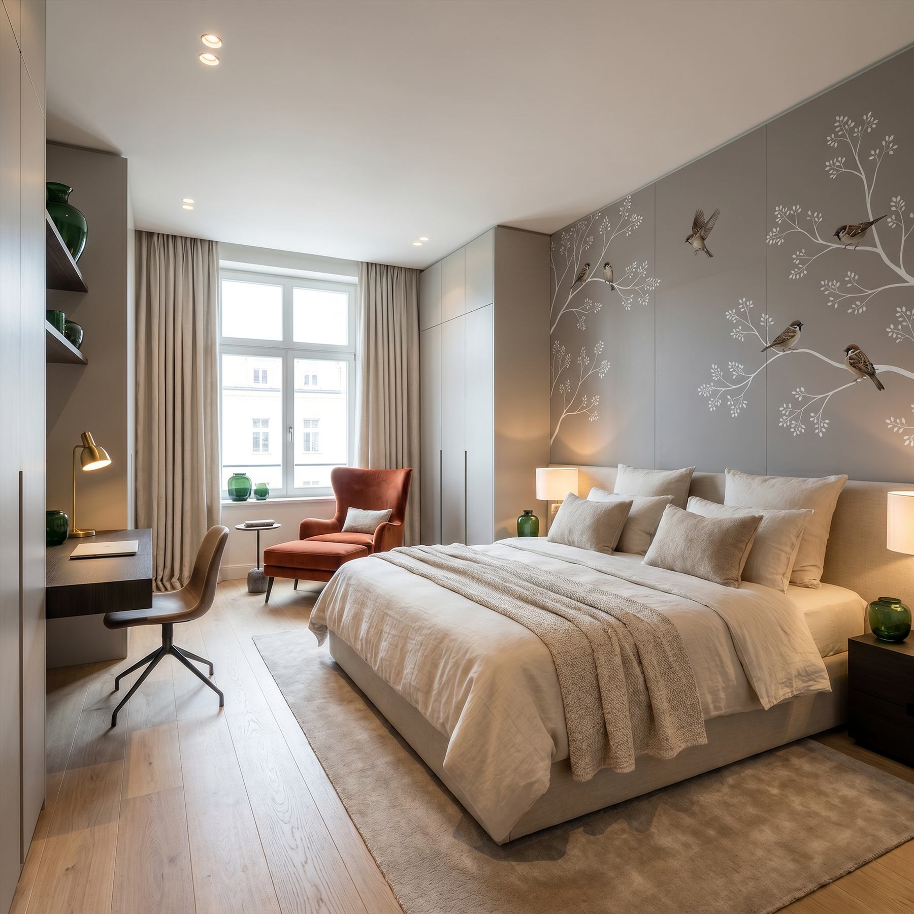 Modern-Botanical-Birds Commercial-Space Five-Star-Hotel-Room-02
