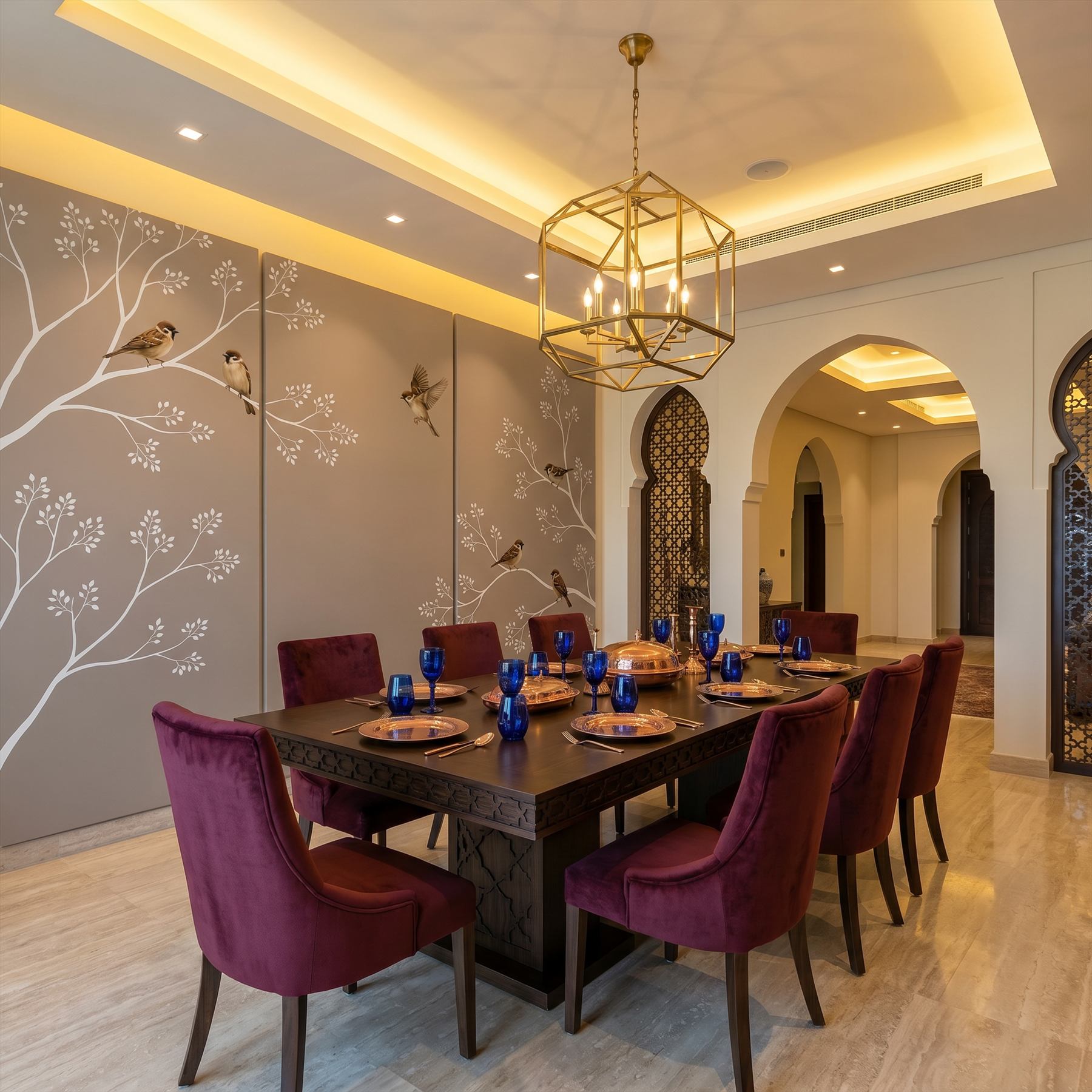 Modern-Botanical-Birds Commercial-Space Middle-Eastern-Dining-02