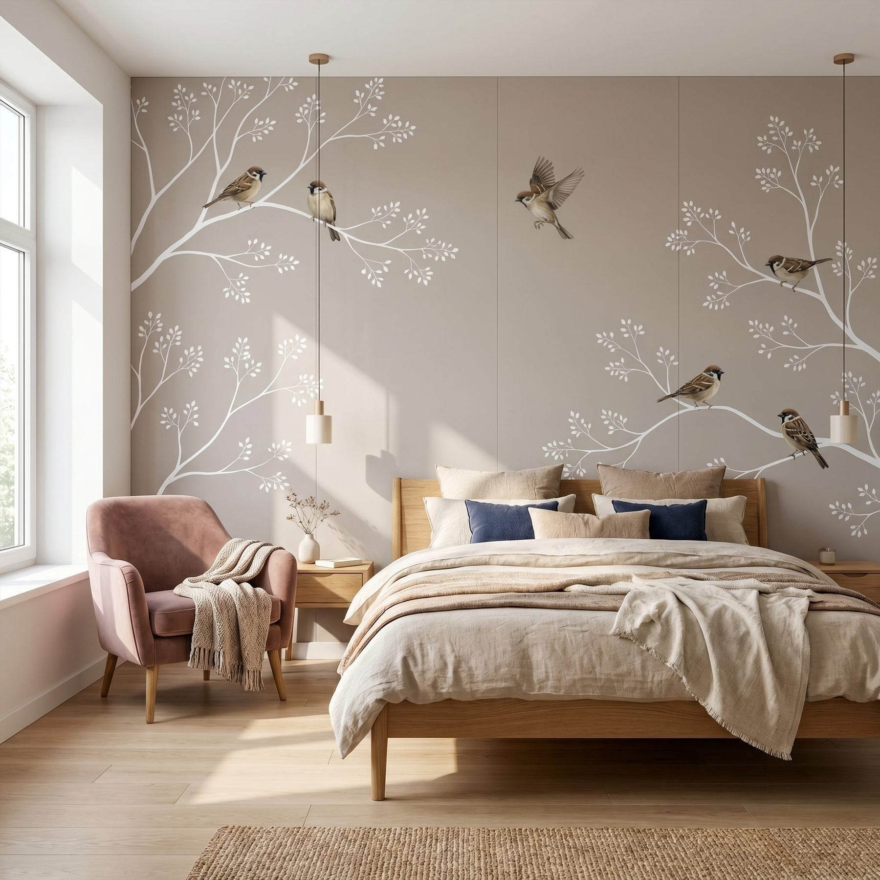 Modern-Botanical-Birds Commercial-Space European-Bedroom-02