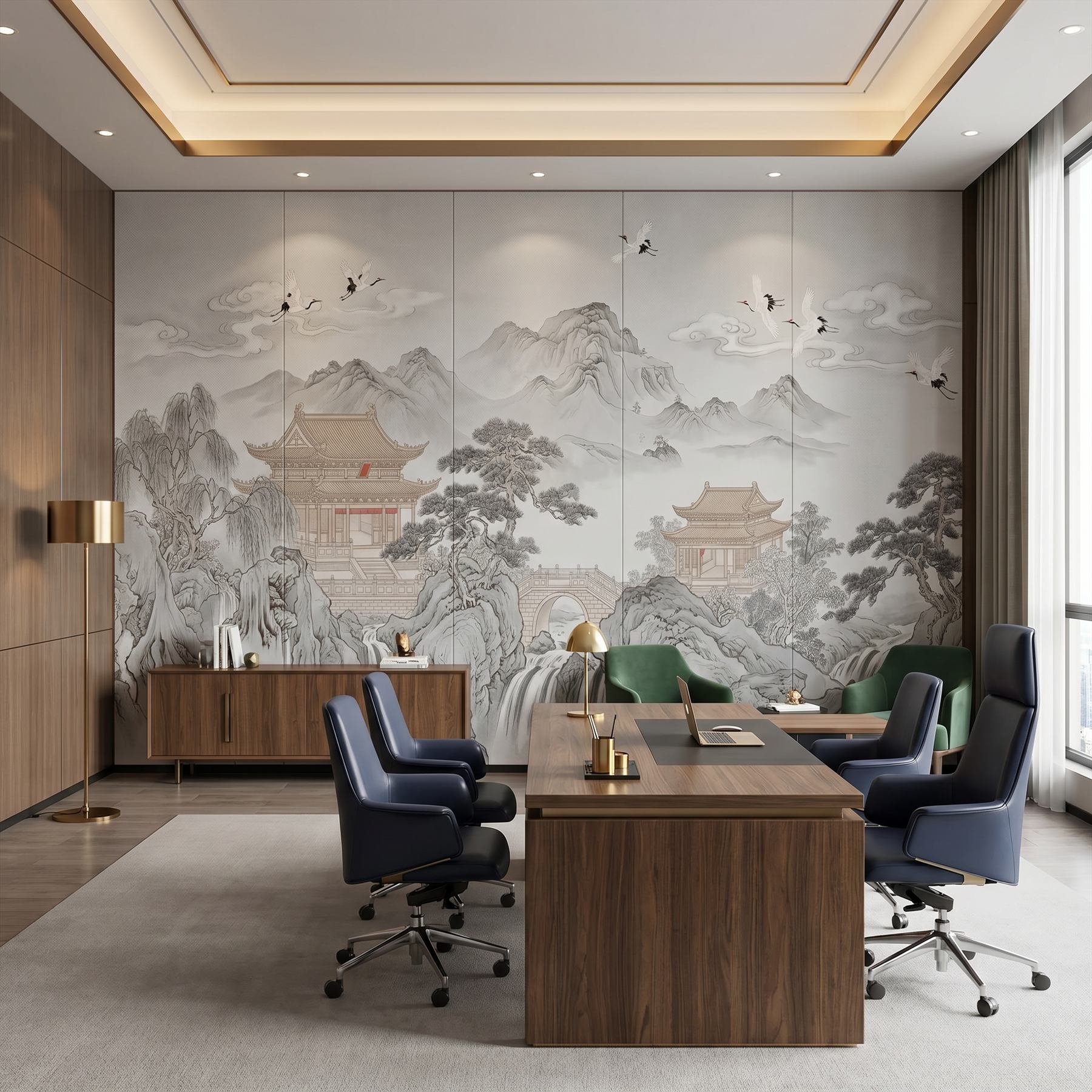 Oriental Ink Pavilion Chinese ink wash landscape - 行政办公室