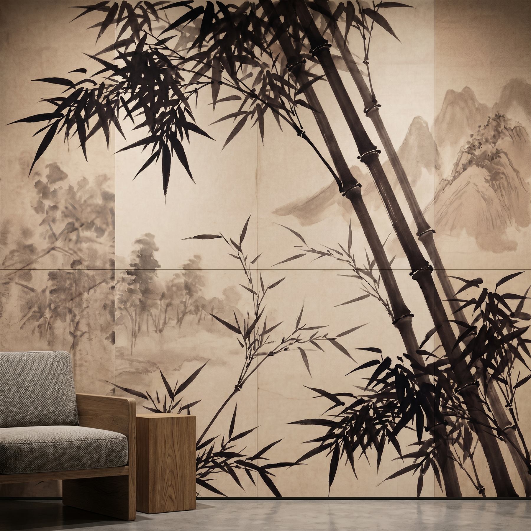 Sumi-e Bamboo 09 - 壁画整墙应用