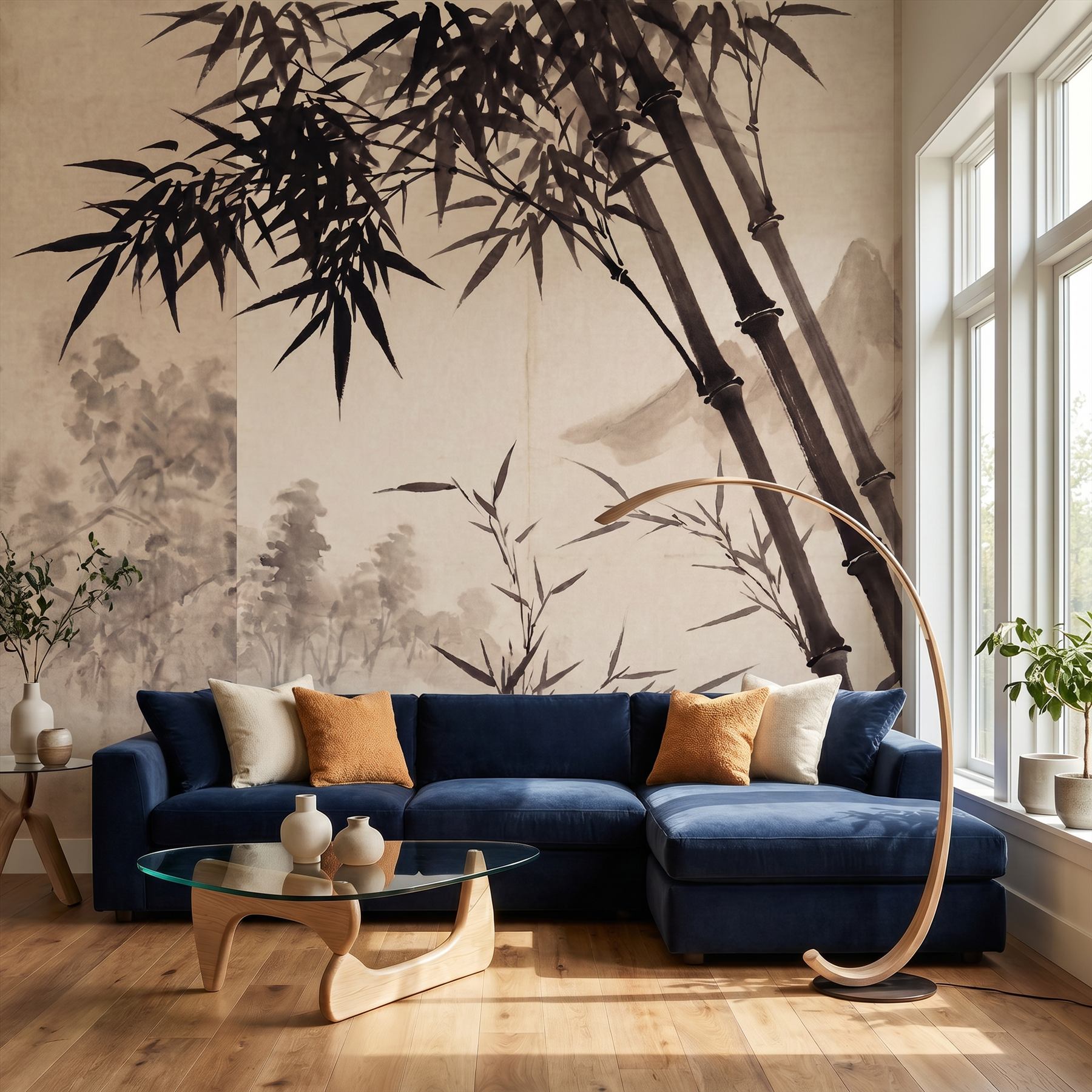 Sumi-e Bamboo 01 - 高级住宅客厅