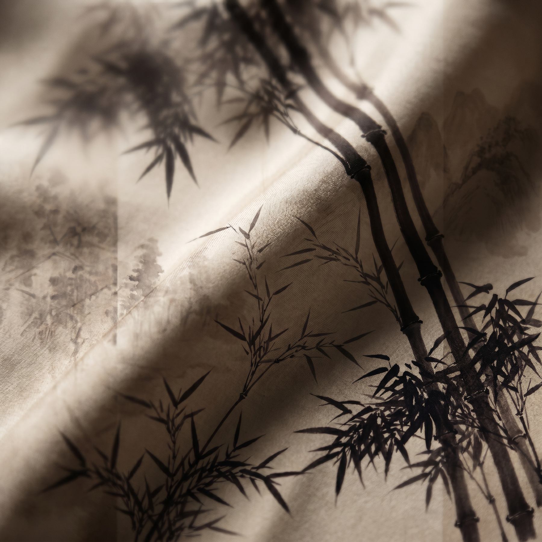Sumi-e Bamboo Detail 2 - 丝绸另一角度
