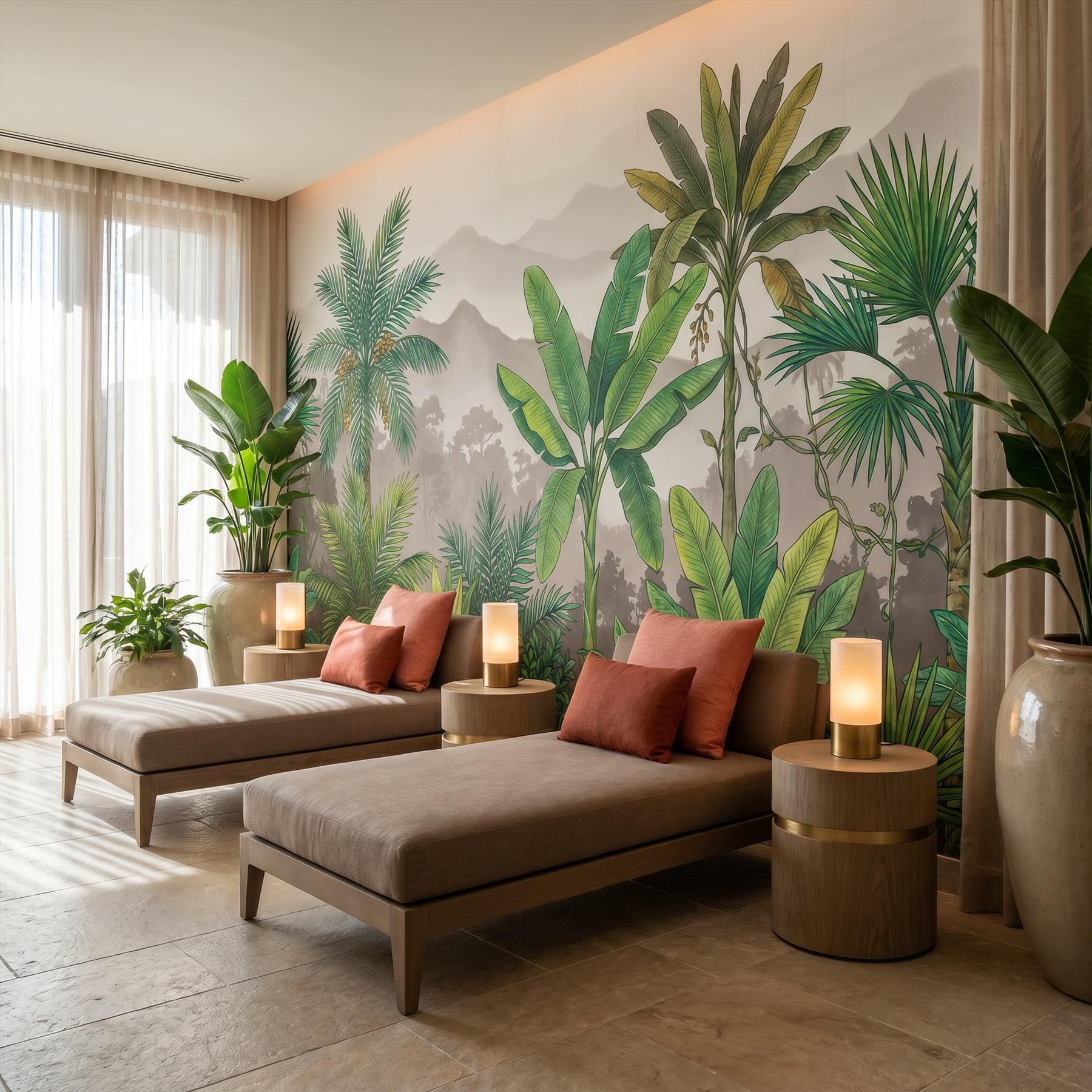 Tropical-Botanical-Mural-for-Luxury-Interior-Emerald-Lush SPA-Lounge 12